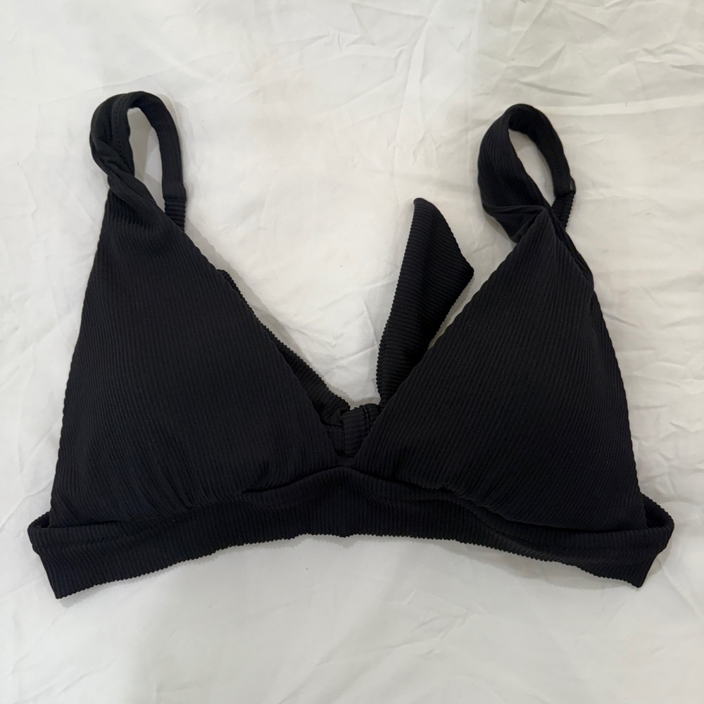 Aerie Black Ribbed Swim Bra